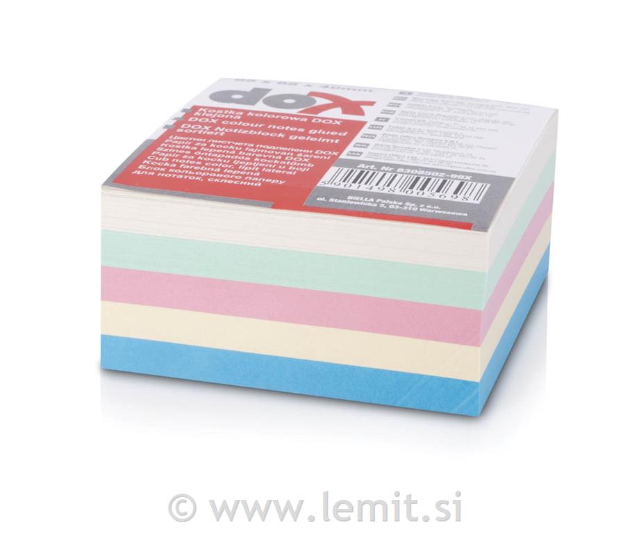 Kocka blok lepljena 85x85mm pastel