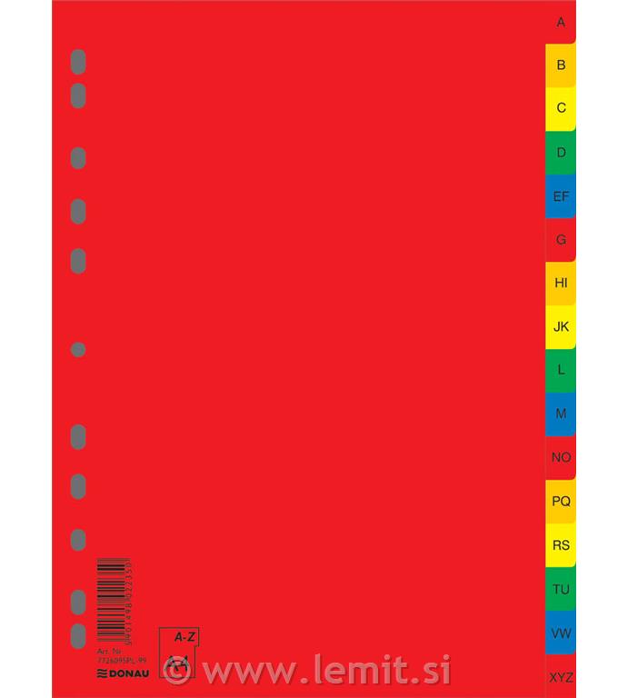 Ločilni listi A-Z 1/16 barvni, PP
