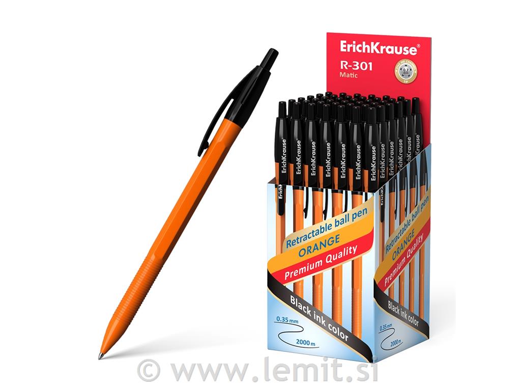 Kemični svinčnik R-301 orange črn 50kos