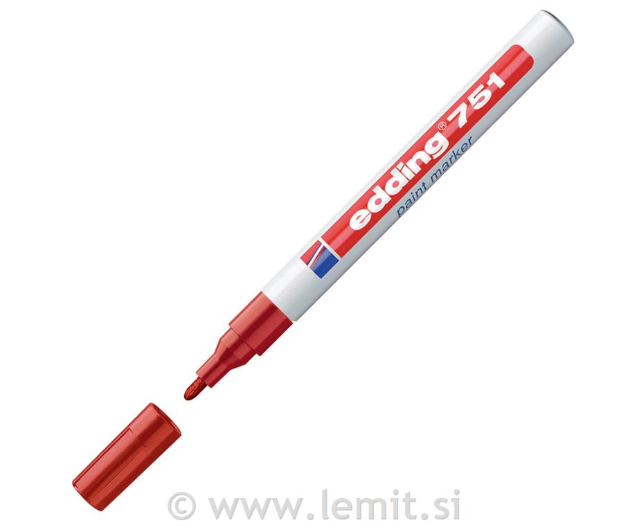 Marker z lakom E-751, 1-2mm, 10kos, rdeč