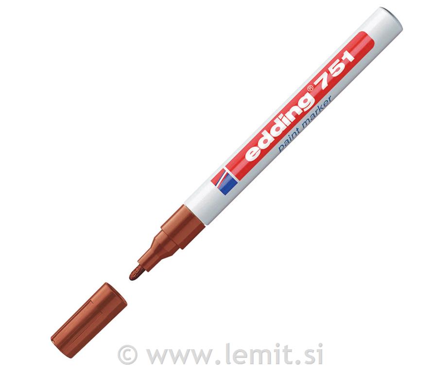 Marker z lakom E-751, 1-2mm, 10kos, rjav