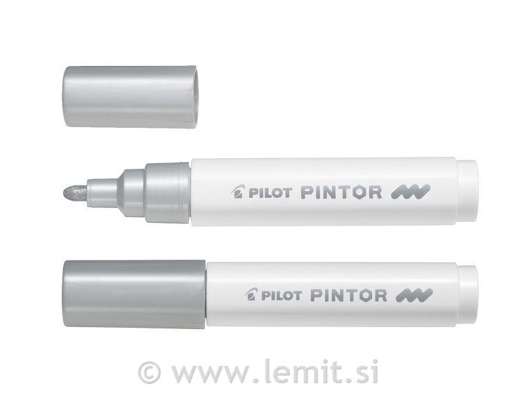 Marker Pintor MEDIUM, 6kos, Metal srebrn