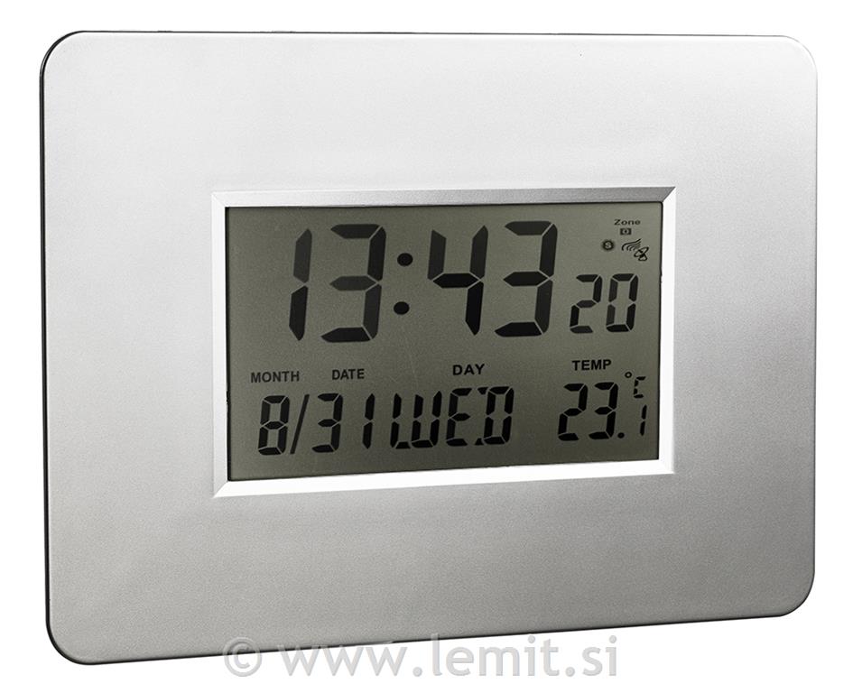 Stenska ura LCD, datum, temperatura