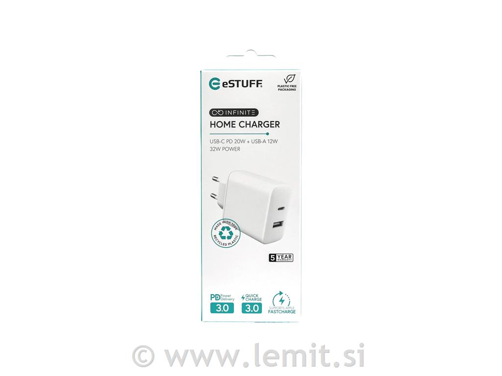 INFINITE polnilnik USB-C 20W USB-A 12W