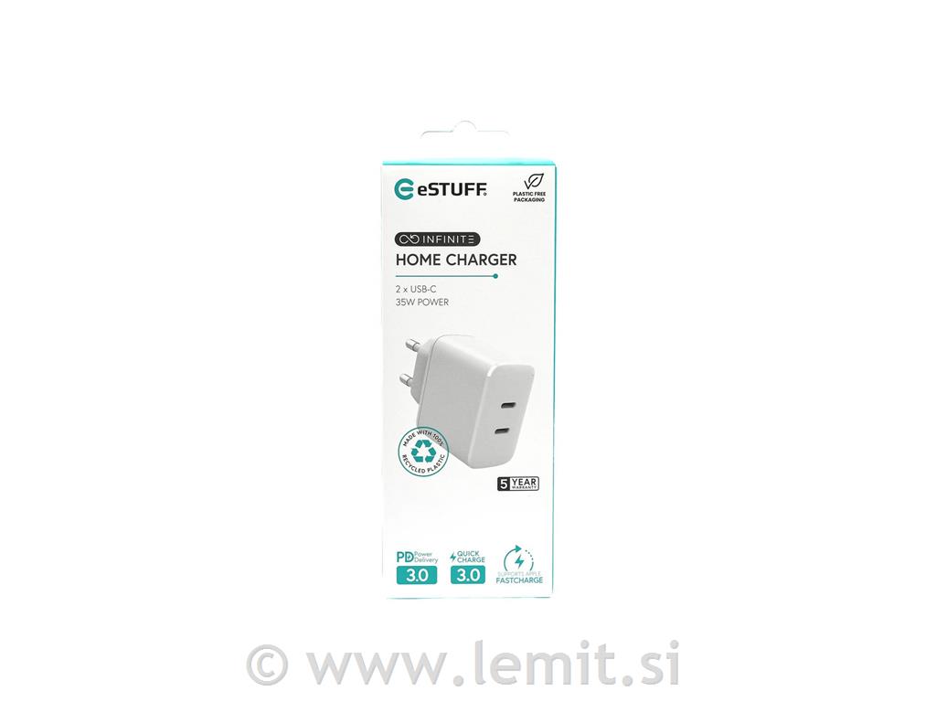 eSTUFF INFINITE polnilnik 2x USB-C 35W