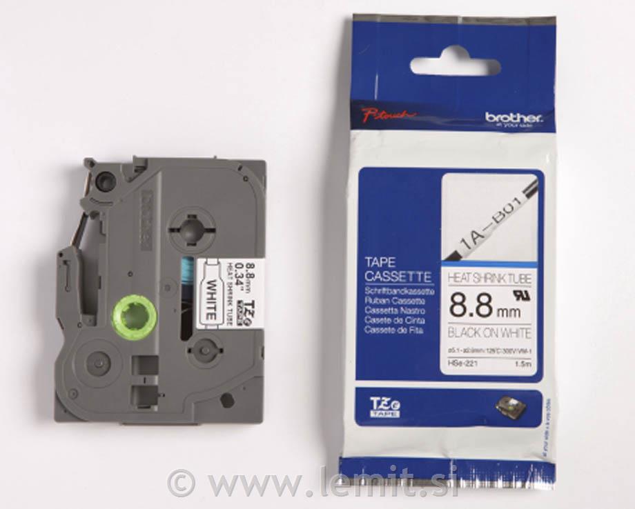 HSE221 Bel/črn trak 8,8mm termo skrčljiv