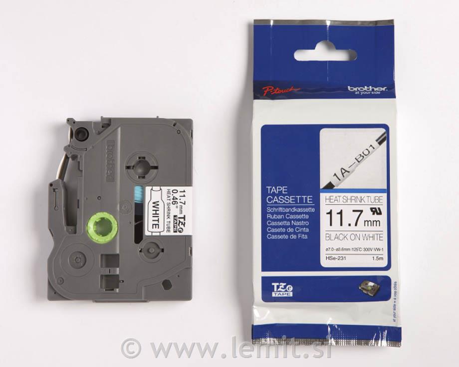 HSE231 Bel/črn trak 11,7mm termo skrčlji