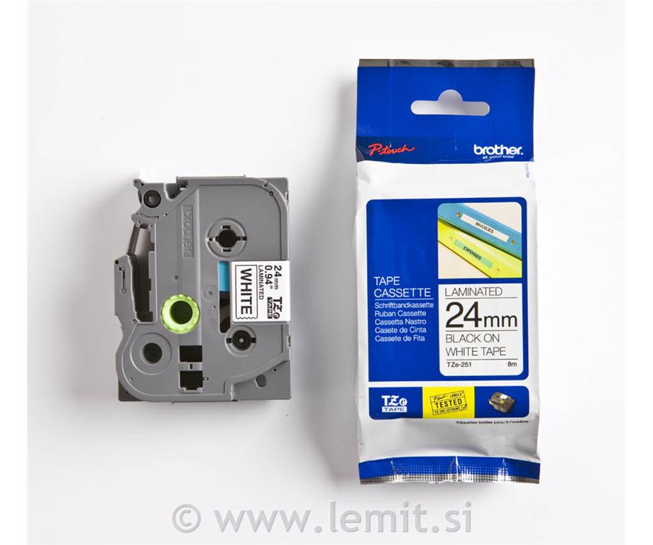 TZE251 Bel/črn 24mm, trak za PT