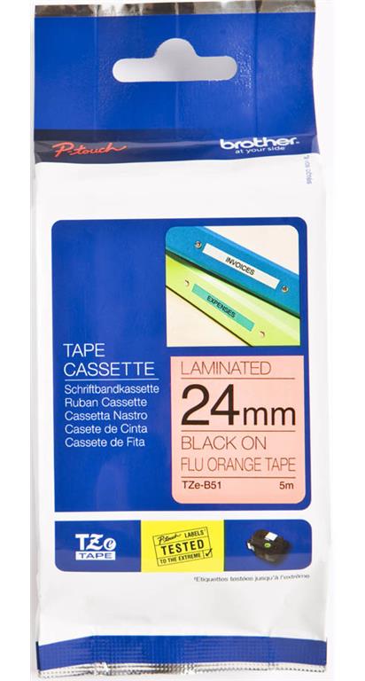 TZEB51 Fluo oranžen/črn 24mm,trak za PT