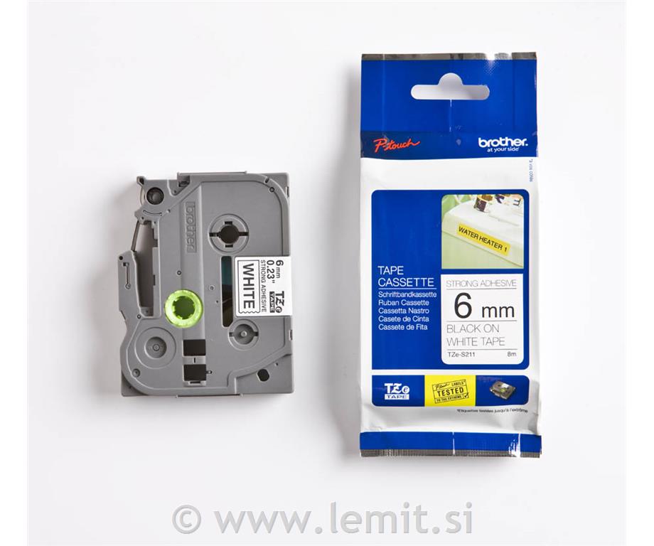TZES211 Bel/črn 6mm, trak za PT