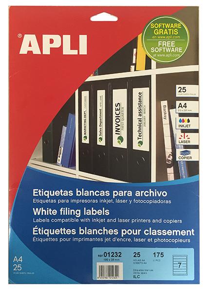 Apli Bele nalepke, 190 x 38 mm