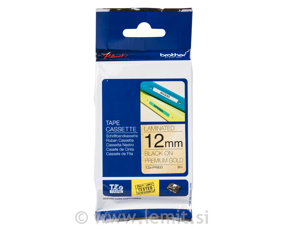 Brother TZE-PR831 Premium zlat/črn 12mm