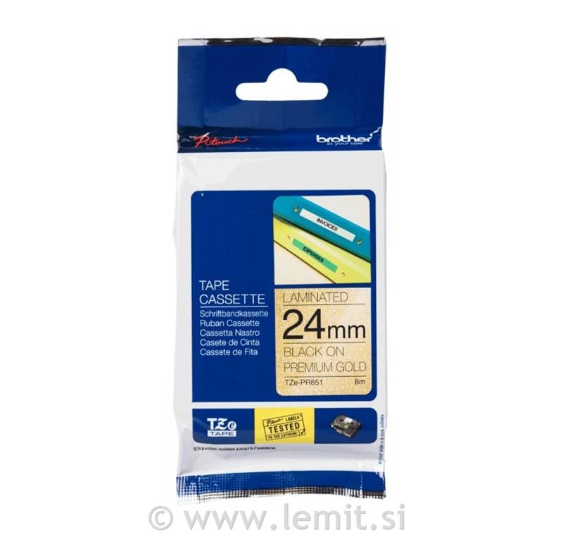 Brother TZE-PR851 Premium zlat/črn 24mm