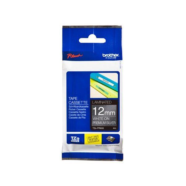 BrotherTZE-PR935 Premium srebrn/bel 12mm