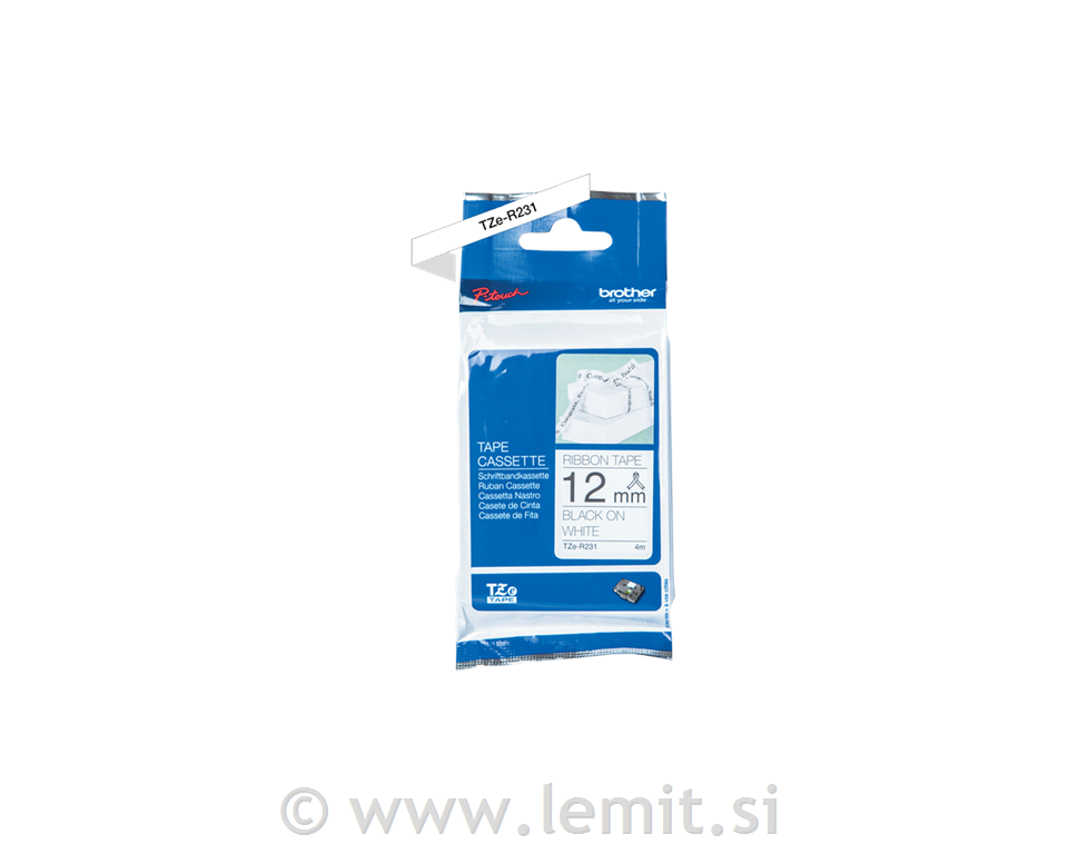 TZE-R231 tekstilni bel/črn 12mm