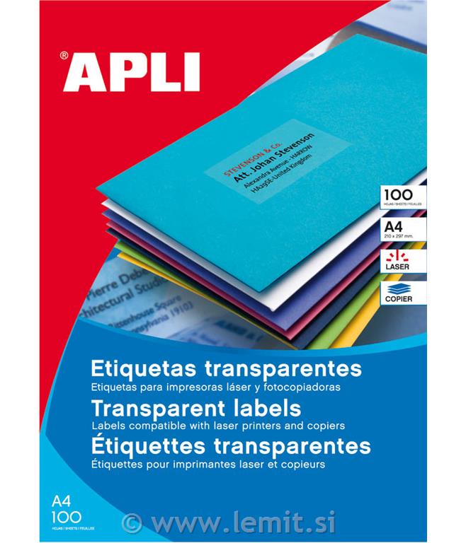 Apli nalepke, prozorne, 210x297mm