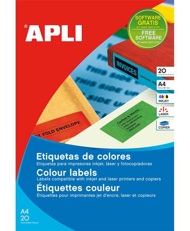 Apli Barvne nalepke, fluo.zelene 210x297