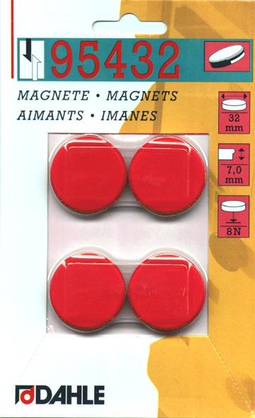 Magnet O32mm rdeč 4 kos
