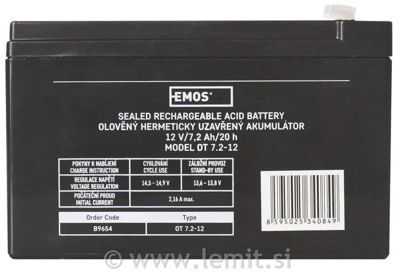 EMOS Svinčeni akumulator SLA 12V 7,2AH