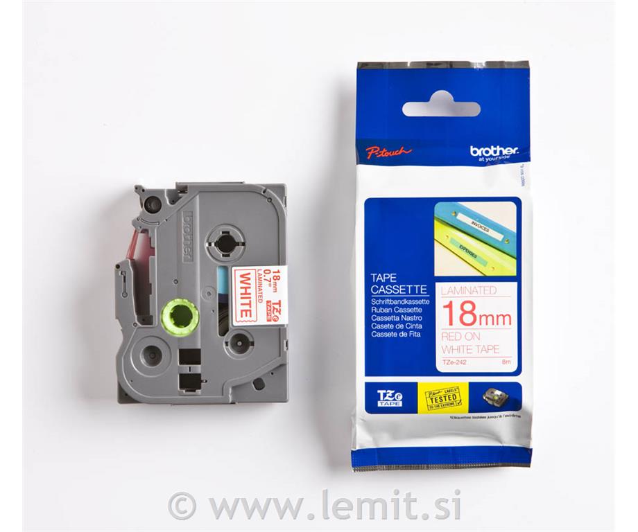 TZE242 Bel/rdeč 18mm, trak za PT