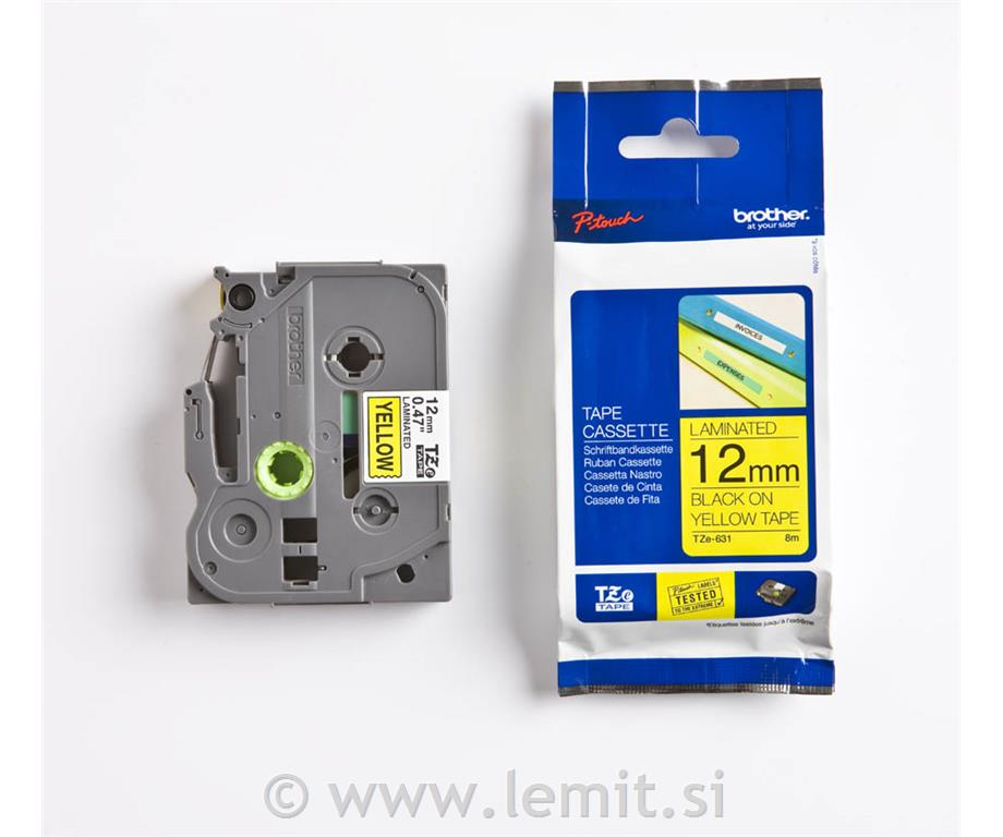 TZE631 Rumena/črna 12mm,trak za PT