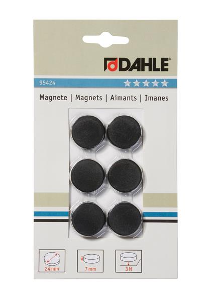 Magnet O24mm črn 6 kos