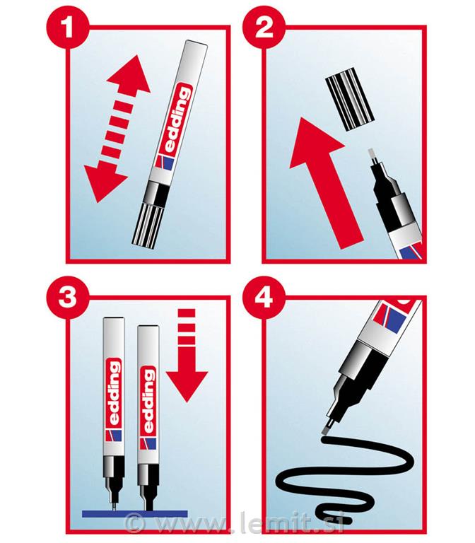Marker z lakom E-750, 2-4mm, 10kos, mod.