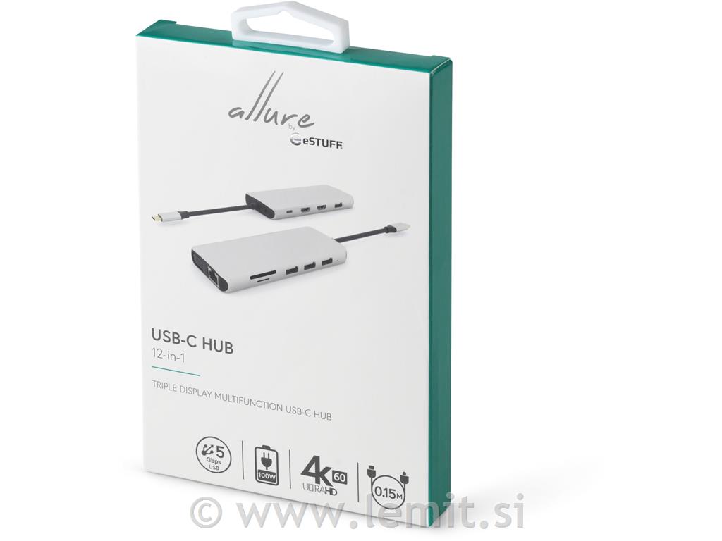 eSTUFF USB-C hub razdelilnik, 12-v-1
