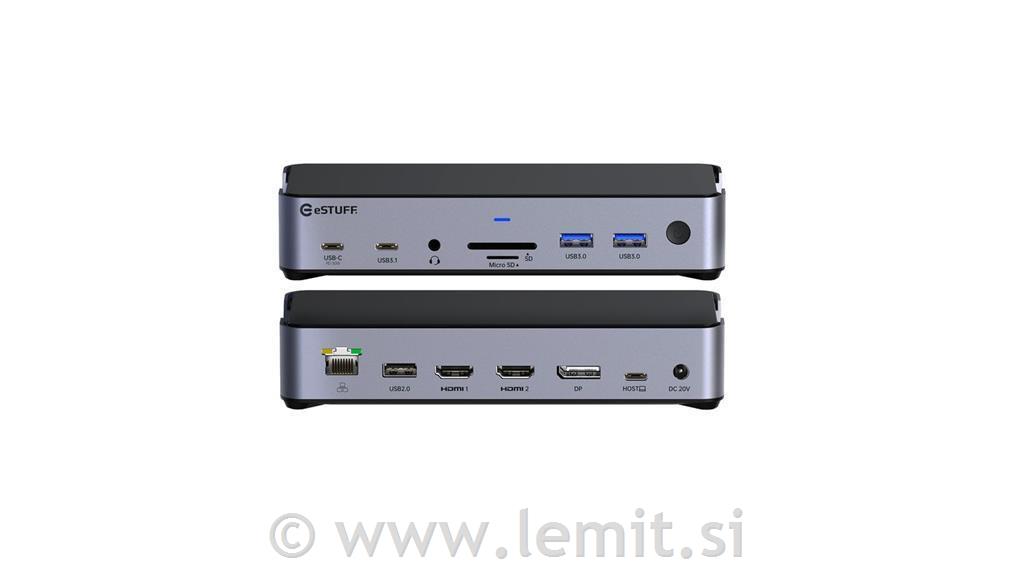 eSTUFF Trojna 4K USB-C docking postaja