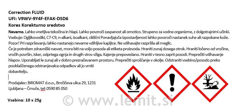 Korekturna tekoč. z gobico, 20 ml, 10kos