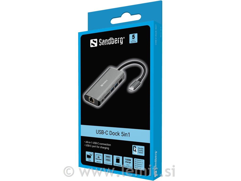 Sandberg USB-C hub razdelilnik, 6-v-1
