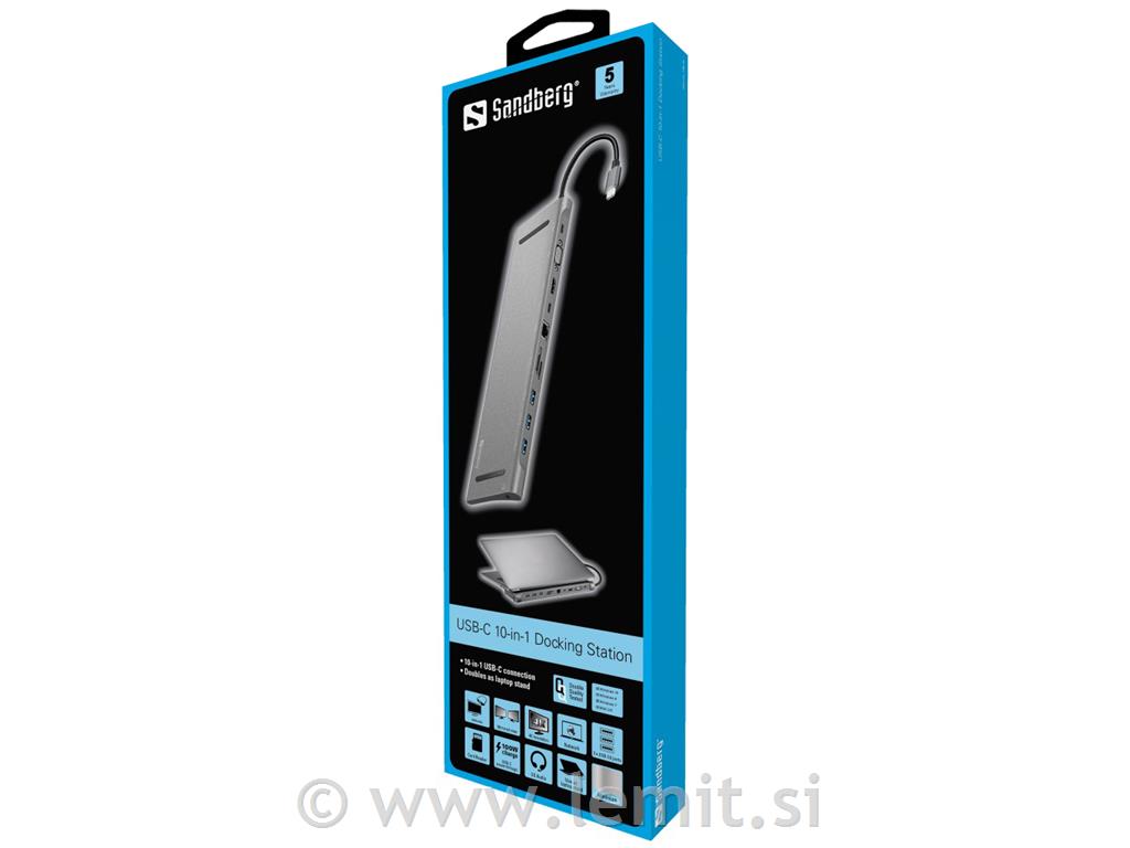 Sandberg USB-C hub razdelilnik, 10-v-1