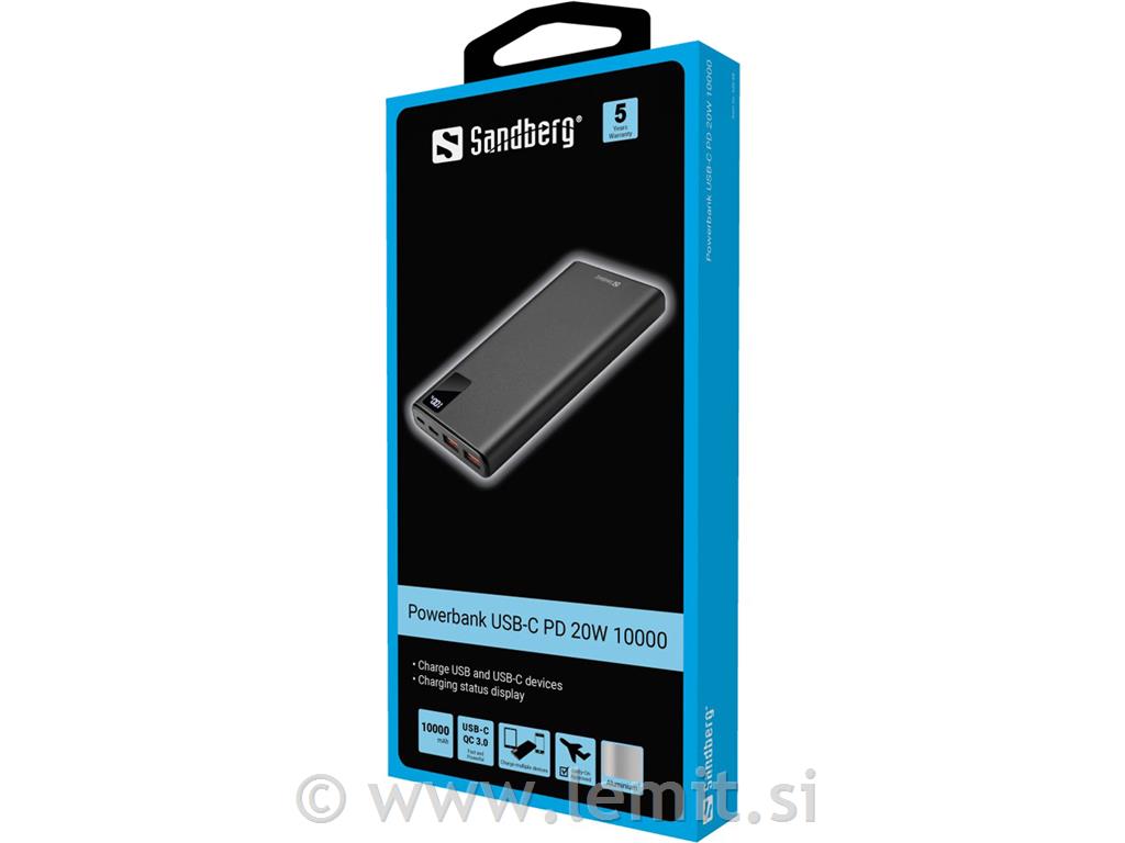 Sandberg Baterija Powerbank USB-A, USB-C
